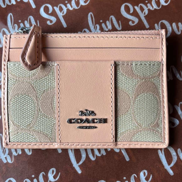 πππ COACH MINI SKINNY ID CASE IN SIGNATURE JACQUARD πππ NWT πππ - Picture 6 of 16